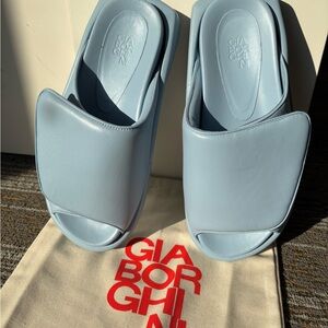 Gia Borghini Light Blue Leather Slippers
